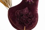 Handmade Burgundy&Gold Velvet Bird - Image 4