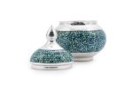 Turquoise On Silver Sugar Bowl - Image 2