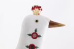 Handmade Embroidery White Velvet Bird - Image 3