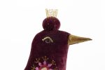 Handmade Burgundy&Gold Velvet Bird - Image 3