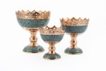 Turquoise Stone & Copper Pedestal Candy/Nuts Bowl Dish - Image 2