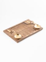 Maliqeh Wood Tray With Gold Handle