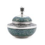 Firoozeh Koobi Turquoise On Silver Sugar Bowl