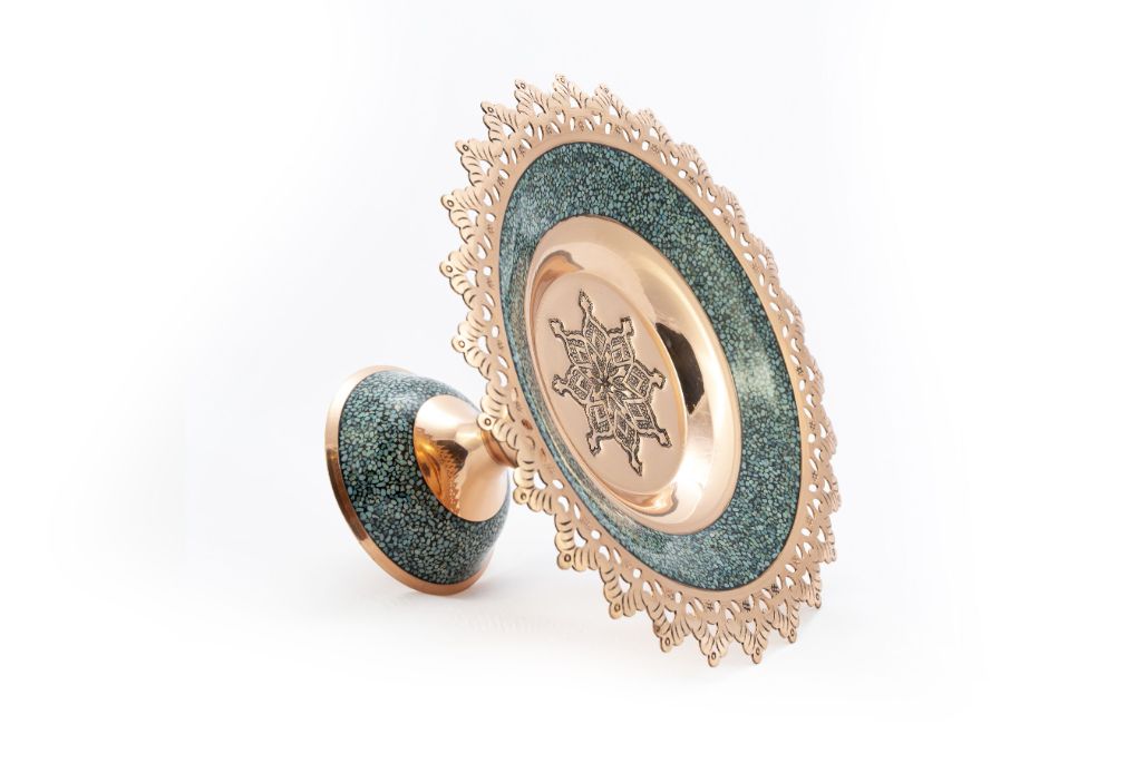 Firoozeh Koobi Turquoise Raised Platter – Featured Image Firoozeh Koobi Turquoise Raised Platter - Image 1