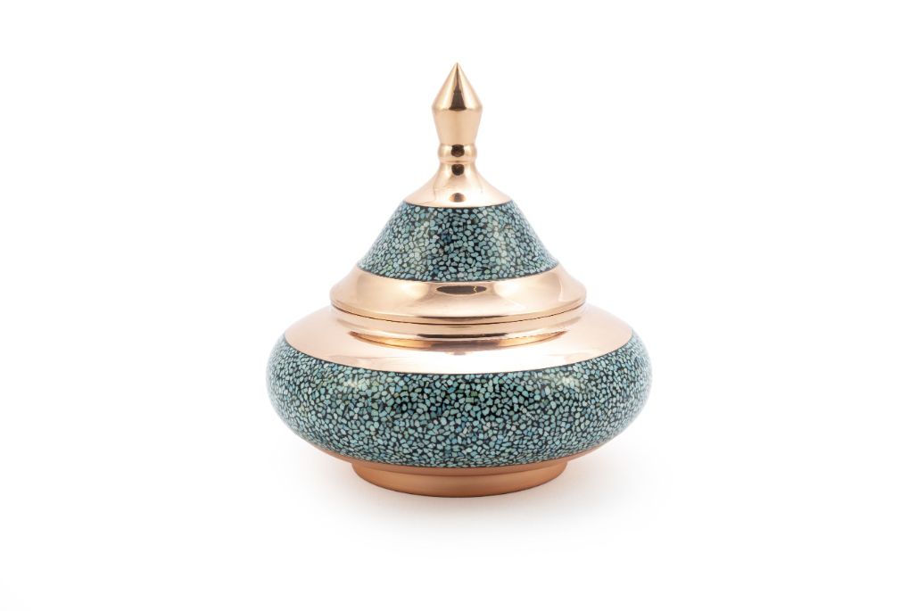 Turquoise Inlaying Or Firoozeh Koobi Candy Pot - Featured Image Turquoise Inlaying Or Firoozeh Koobi Candy Pot - Image 1
