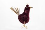 Handmade Burgundy&Gold Velvet Bird