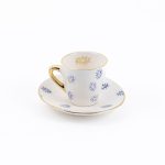 Gold Handle Evil Eye Ceramic Coffee Cup & Saucer