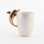 Ceramic Mug Gold Dolphin Handle