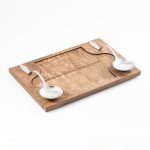 Maliqeh Wood Tray With Silver Handle