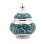 Turquoise On Silver Sugar Bowl