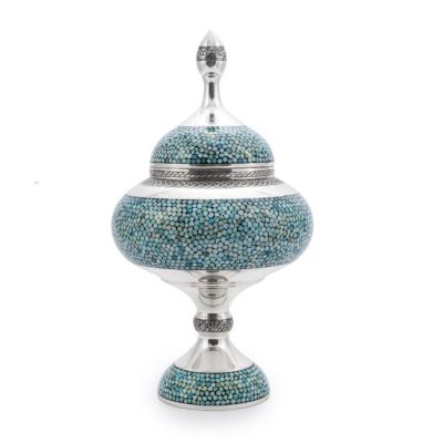 Firoozeh Koobi Turquoise On Silver Candy Jar