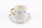 Gold Handle Evil Eye Ceramic Tea Cup & Saucer