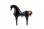 Black Ceramic Horse With Saddle and Crown