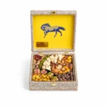 Luxury Nuts Gift Box Dubai Yellow Silk Design 22×22 cm