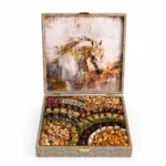 Luxury Nuts Gift Box Dubai Yellow Silk Design 38×38 cm