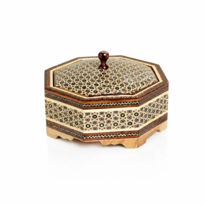 Khatam Octagonal Candy Jar handcrafted Persian inlay candy box in Dubai