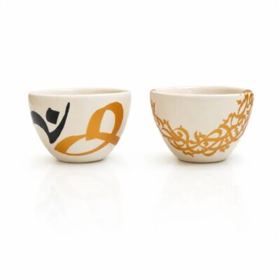 Small Calligraphy Ceramic Bowl 7 cm handcrafted decorative ceramic bowl in Dubai